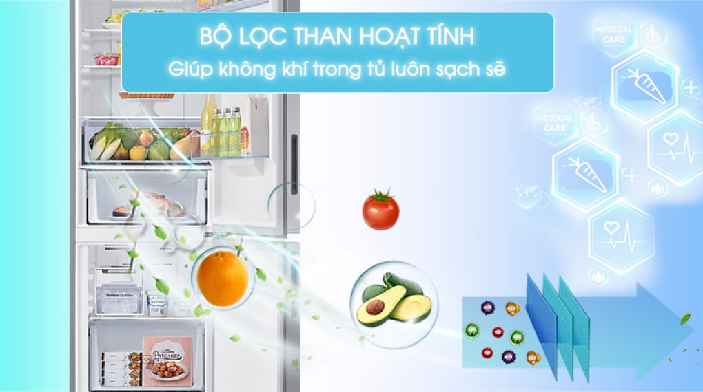 Tủ lạnh Samsung Inverter 307 lít RB30N4170S8/SV - bộ lọc than hoạt tính Tủ lạnh Samsung Inverter 307 lít RB30N4170S8/SV - bộ lọc than hoạt tính