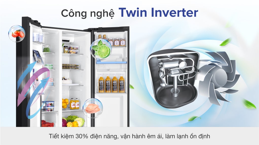 Tủ lạnh Aqua Inverter 524 lít AQR-SW541XA(BL) - Công nghệ Twin Inverter