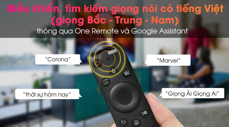Smart Tivi Samsung 4KUA70AU8100 - Điều khiển bằng giọng nói có hỗ trợ tiếng Việt giọng Bắc - Trung - Nam nhờ One Remote và Google Assistant
