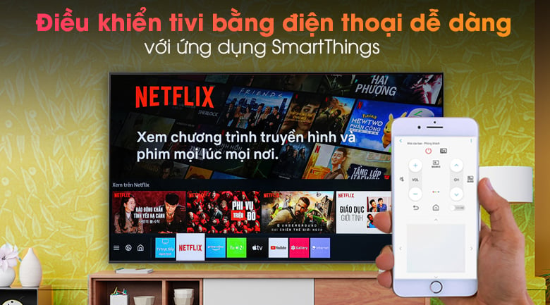 Smart Tivi Samsung 4KUA70AU8100 - Thoải mái điều khiển tivi bằng điện thoại với ứng dụng SmartThings