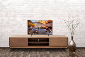 Empty interior of room with vase over brick wall background 3d rendering