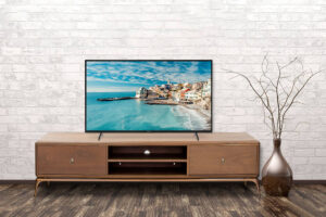 Empty interior of room with vase over brick wall background 3d rendering