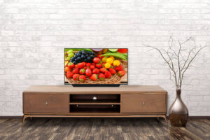 Empty interior of room with vase over brick wall background 3d rendering